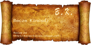 Becze Kincső névjegykártya